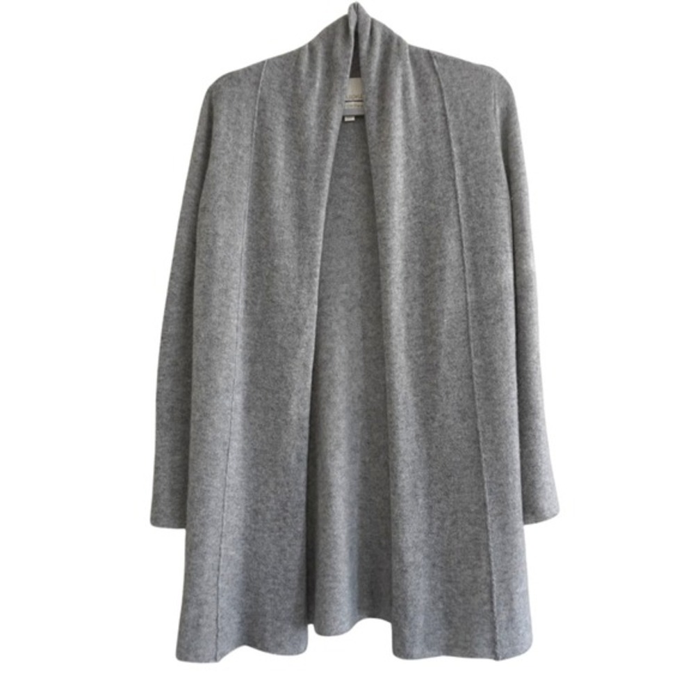 Cynthia Rowley Gray 100% Cashmere Open Front Longline Cardigan Sweater Small
